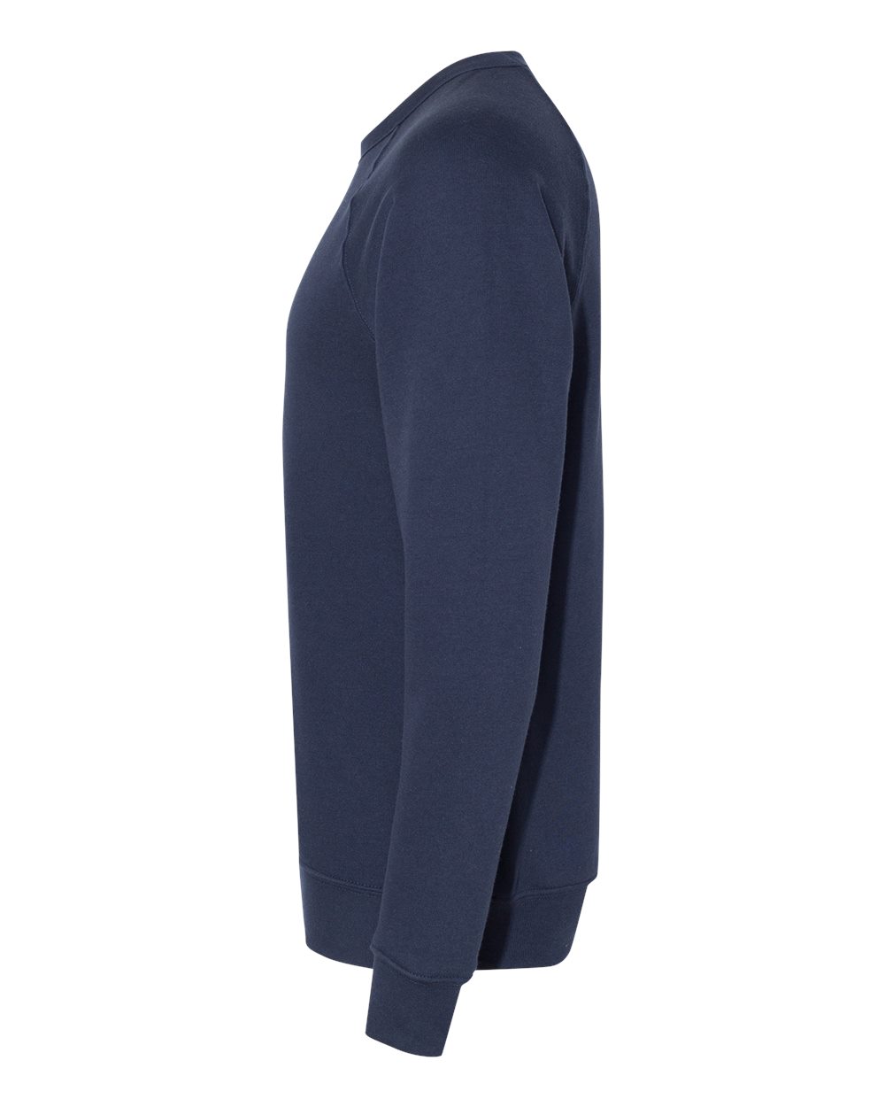 Left View of Navy Sponge Fleece Raglan Crewneck Sweatshirt - 3901