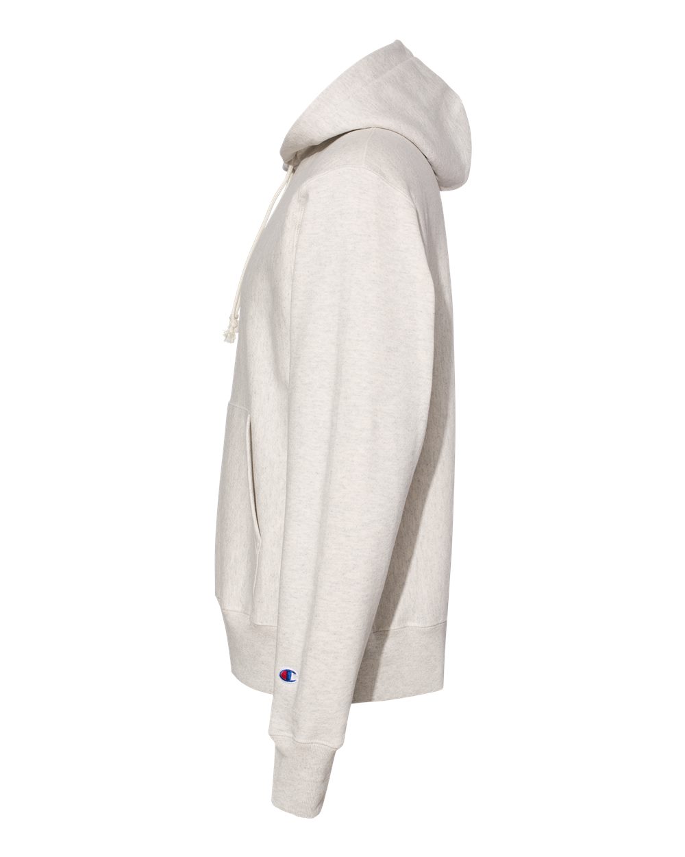Left View of Oatmeal Heather Reverse Weave® Hooded Sweatshirt - S101