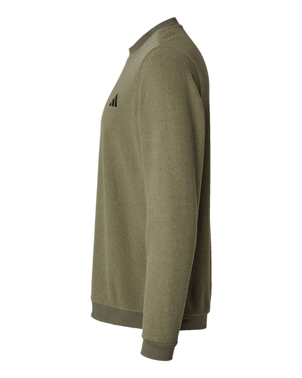 Left View of Olive Strata Crewneck Sweatshirt - A586
