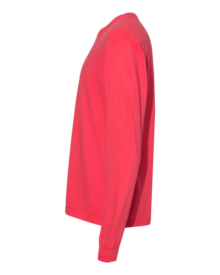 Left View of Paprika Garment-Dyed Heavyweight Long Sleeve T-Shirt - 6014