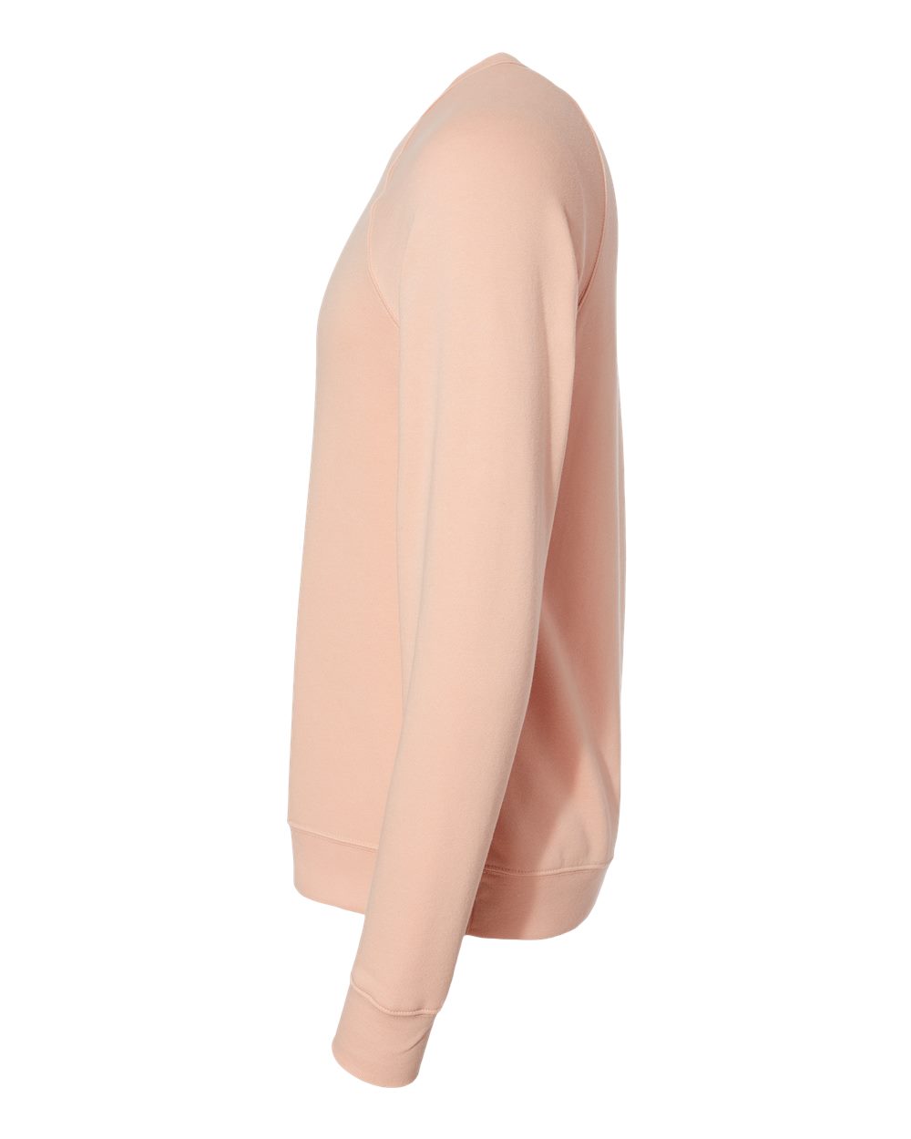Left View of Peach Sponge Fleece Raglan Crewneck Sweatshirt - 3901