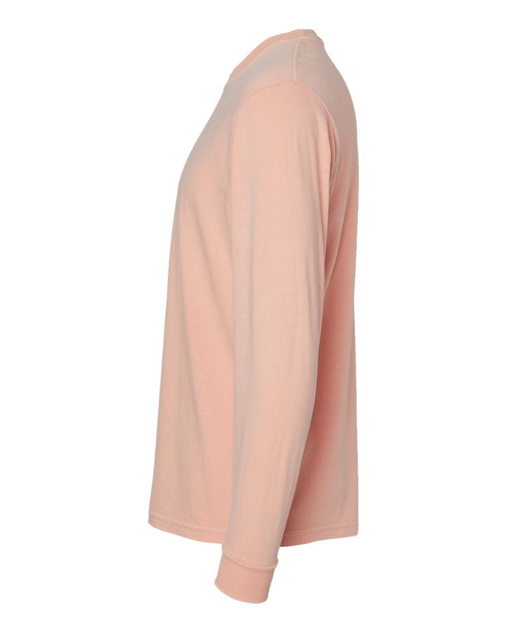 Left View of Peachy Garment-Dyed Heavyweight Long Sleeve T-Shirt - 6014