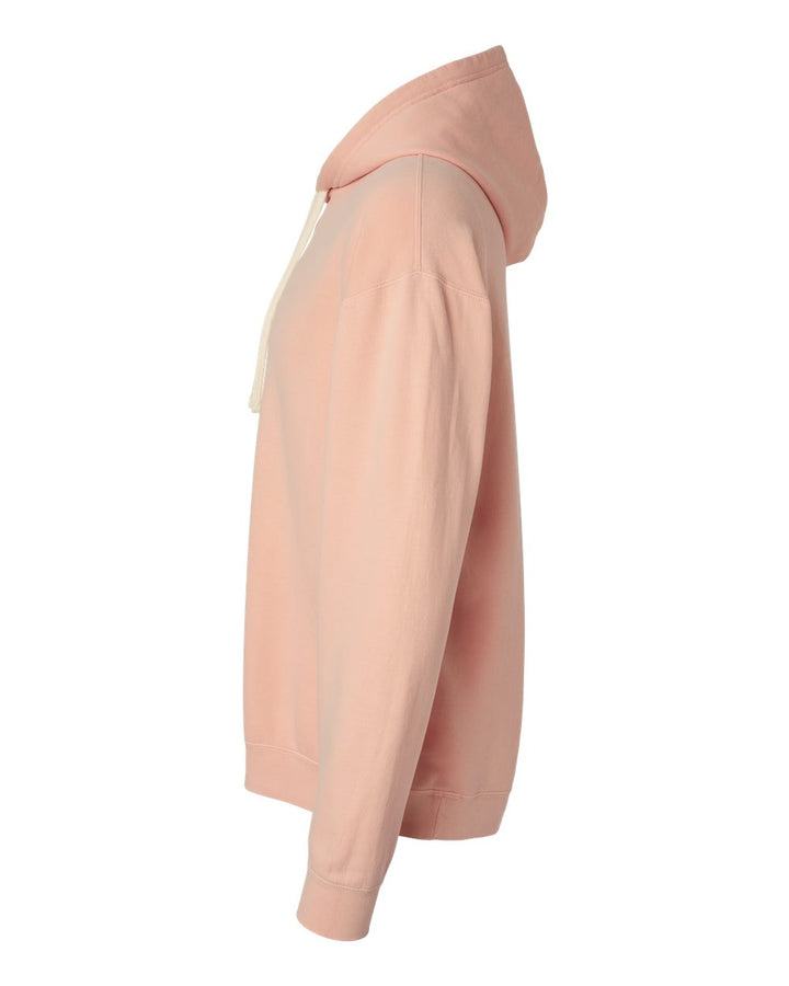 Left View of Peachy Garment-Dyed Lightweight Fleece Hooded Sweatshirt - 1467