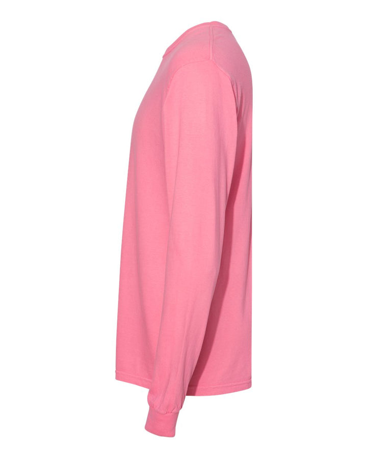 Left View of Peony Garment-Dyed Heavyweight Long Sleeve T-Shirt - 6014