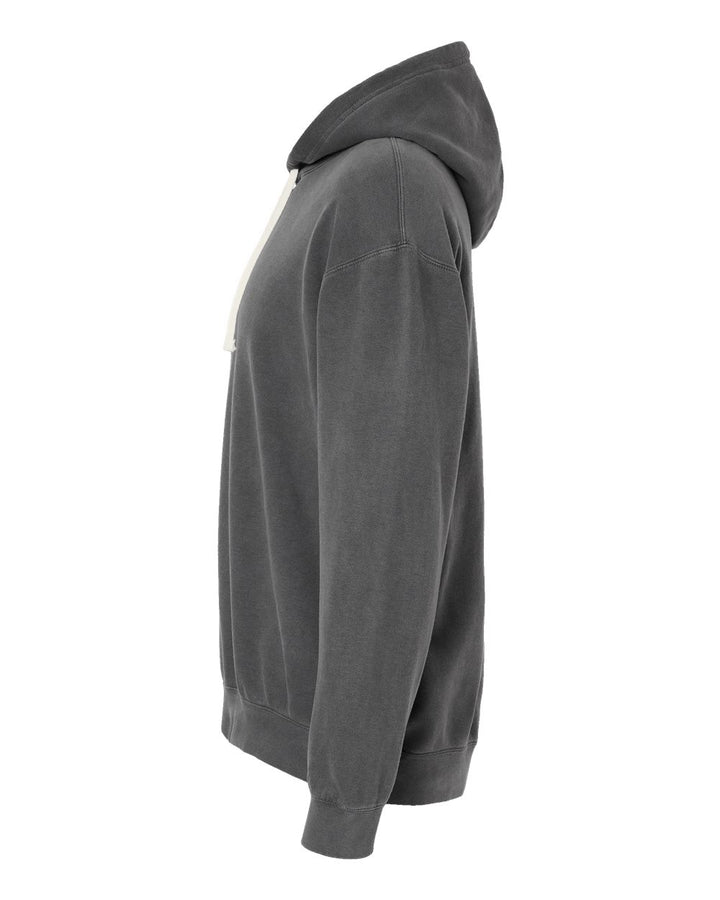 Left View of Pepper Garment-Dyed Lightweight Fleece Hooded Sweatshirt - 1467