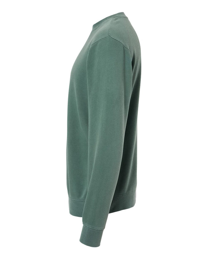 Left View of Pigment Alpine Green Midweight Pigment-Dyed Crewneck Sweatshirt - PRM3500