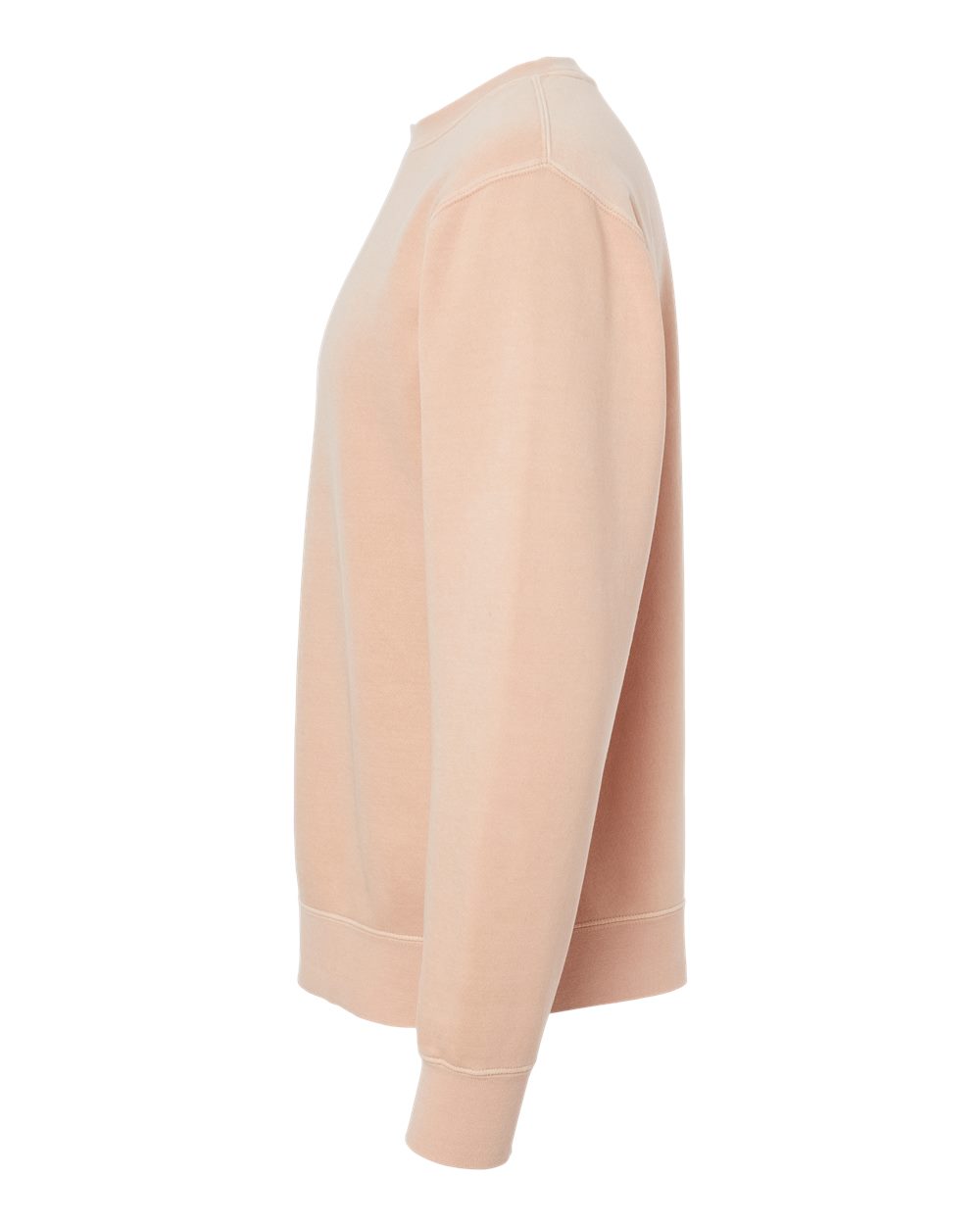 Left View of Pigment Dusty Pink Midweight Pigment-Dyed Crewneck Sweatshirt - PRM3500