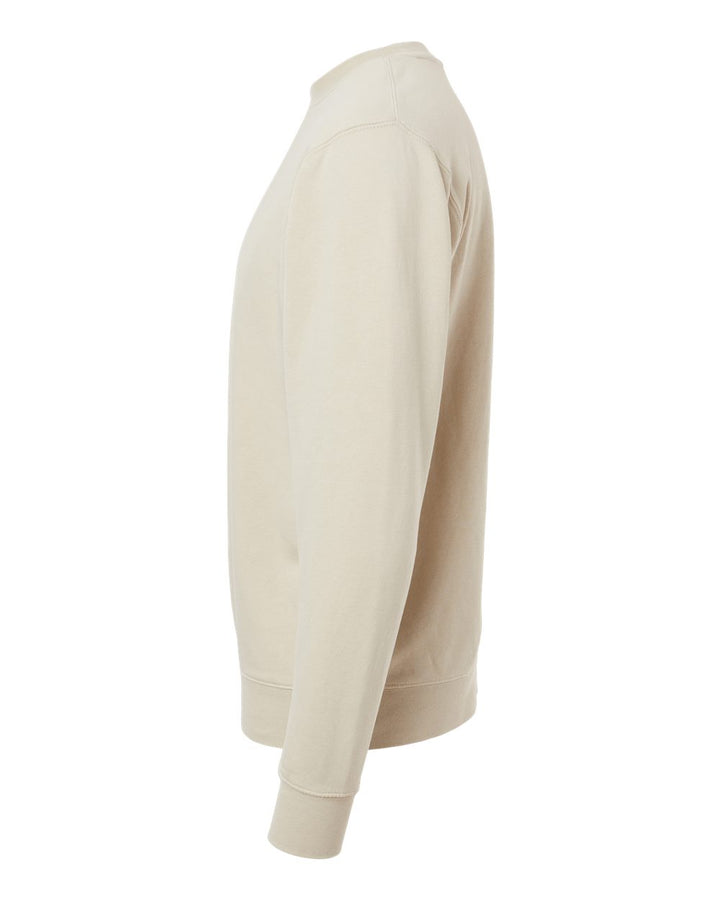 Left View of Pigment Ivory Midweight Pigment-Dyed Crewneck Sweatshirt - PRM3500