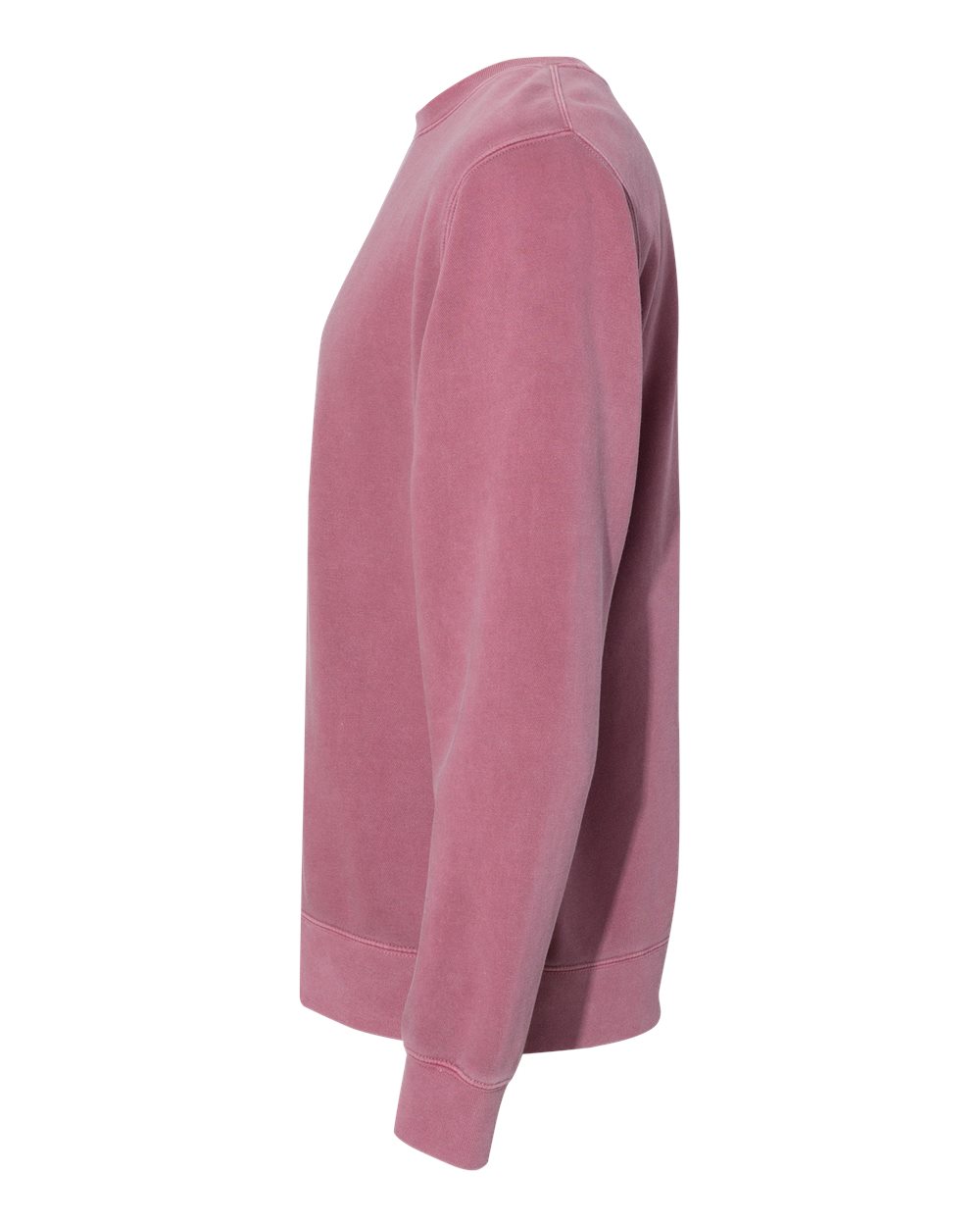 Left View of Pigment Maroon Midweight Pigment-Dyed Crewneck Sweatshirt - PRM3500