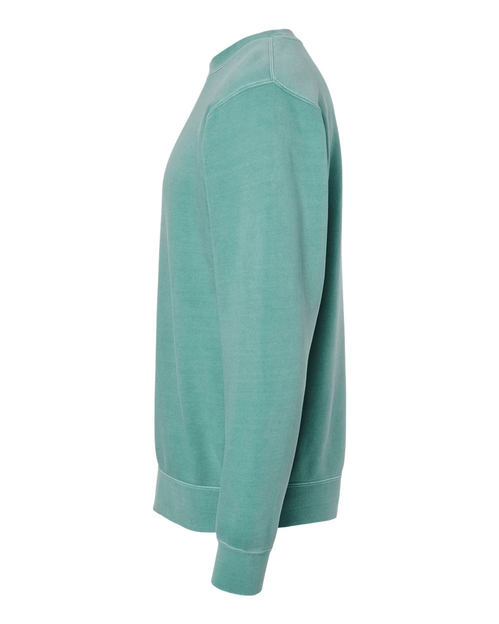 Left View of Pigment Mint Midweight Pigment-Dyed Crewneck Sweatshirt - PRM3500