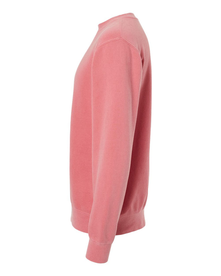 Left View of Pigment Pink Midweight Pigment-Dyed Crewneck Sweatshirt - PRM3500