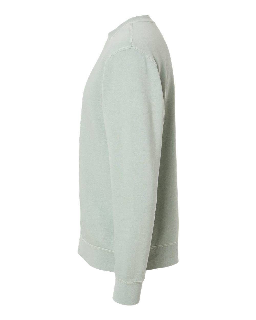 Left View of Pigment Sage Midweight Pigment-Dyed Crewneck Sweatshirt - PRM3500