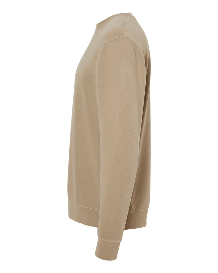 Left View of Pigment Sandstone Midweight Pigment-Dyed Crewneck Sweatshirt - PRM3500