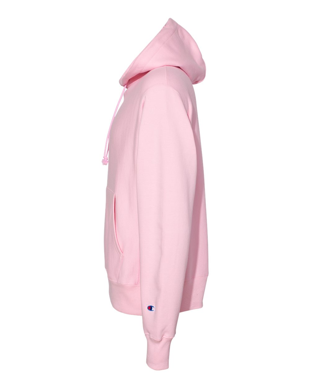Left View of Pink Candy Reverse Weave® Hooded Sweatshirt - S101
