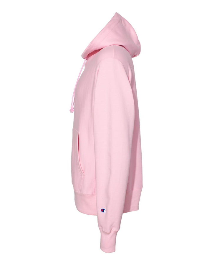Left View of Pink Candy Reverse Weave® Hooded Sweatshirt - S101
