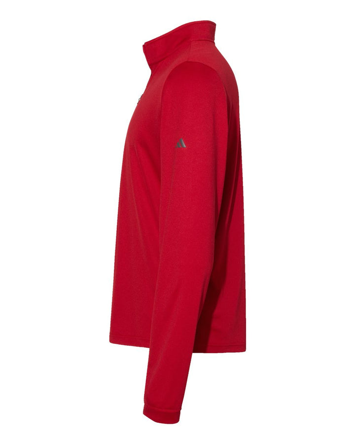 Left View of Power Red Lightweight Quarter-Zip Pullover - A401