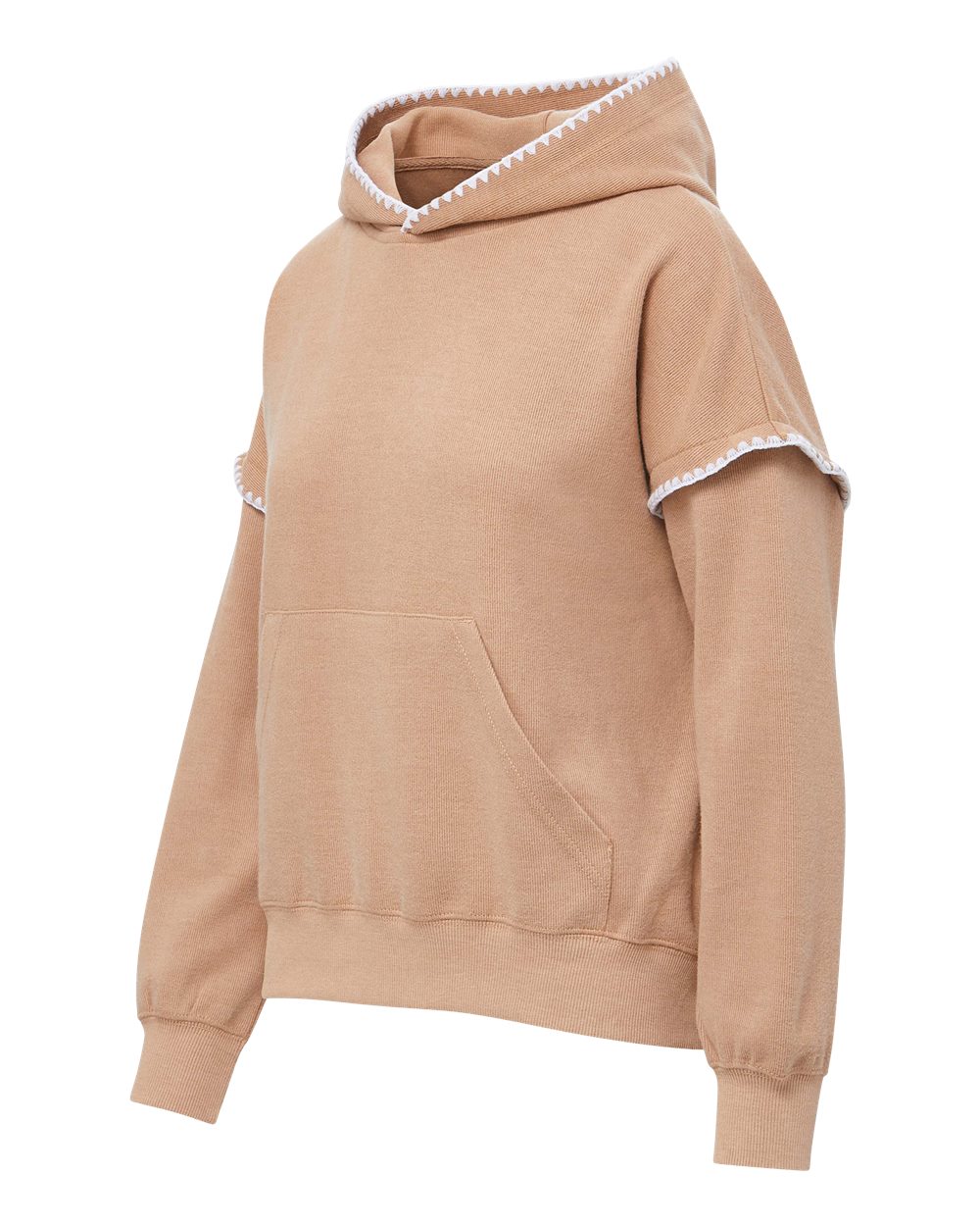 Left View of Praline Women's Mood & Vibe™ Teegan Crafty Hooded Sweatshirt - W25115