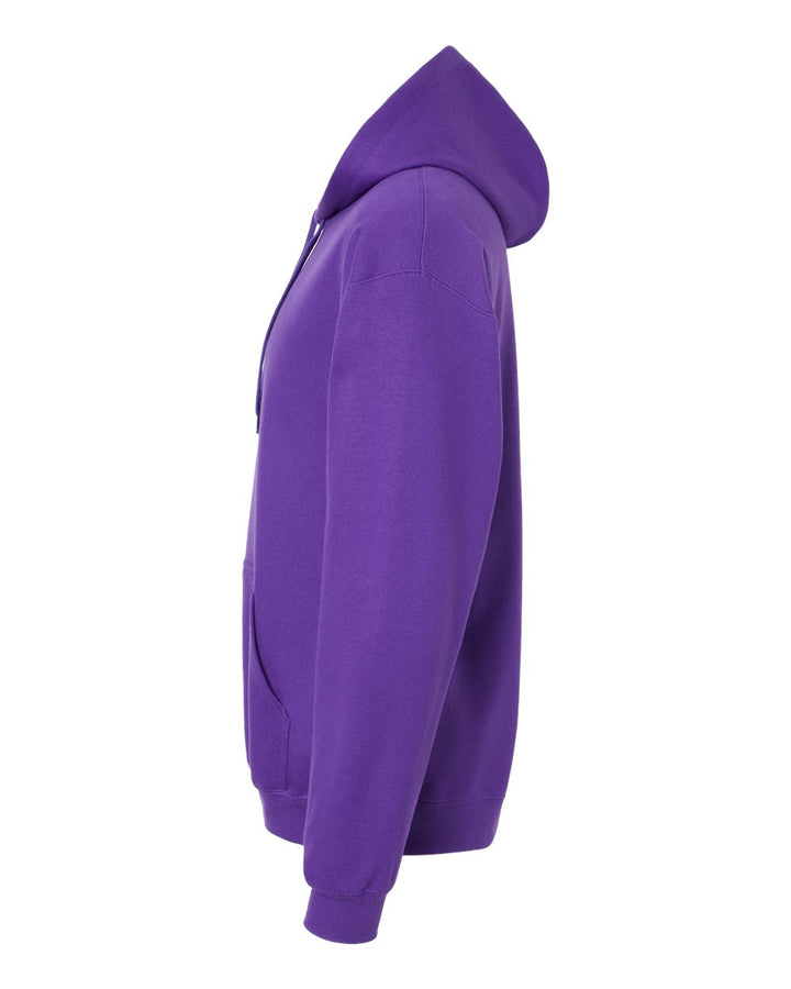 Left View of Purple Softstyle® Midweight Hooded Sweatshirt - SF500