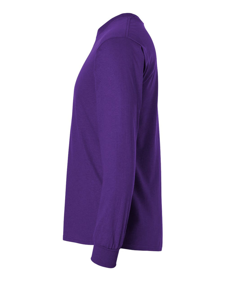 Left View of Purple Ultra Cotton® Long Sleeve T-Shirt - 2400