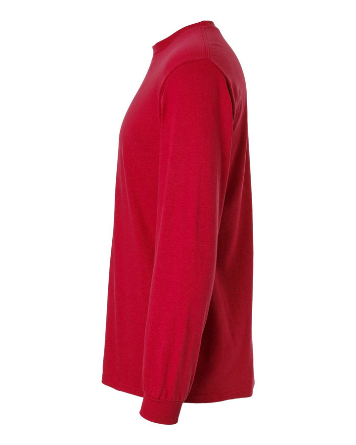 Left View of Red DryBlend® 50/50 Long Sleeve T-Shirt - 8400
