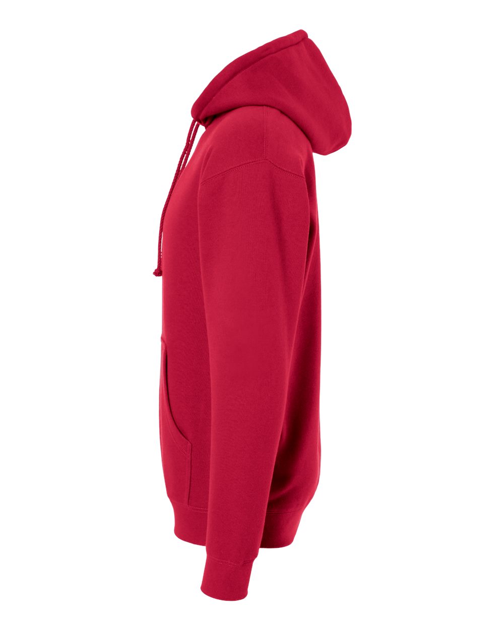 Left View of Red Heavyweight Hooded Sweatshirt - IND4000