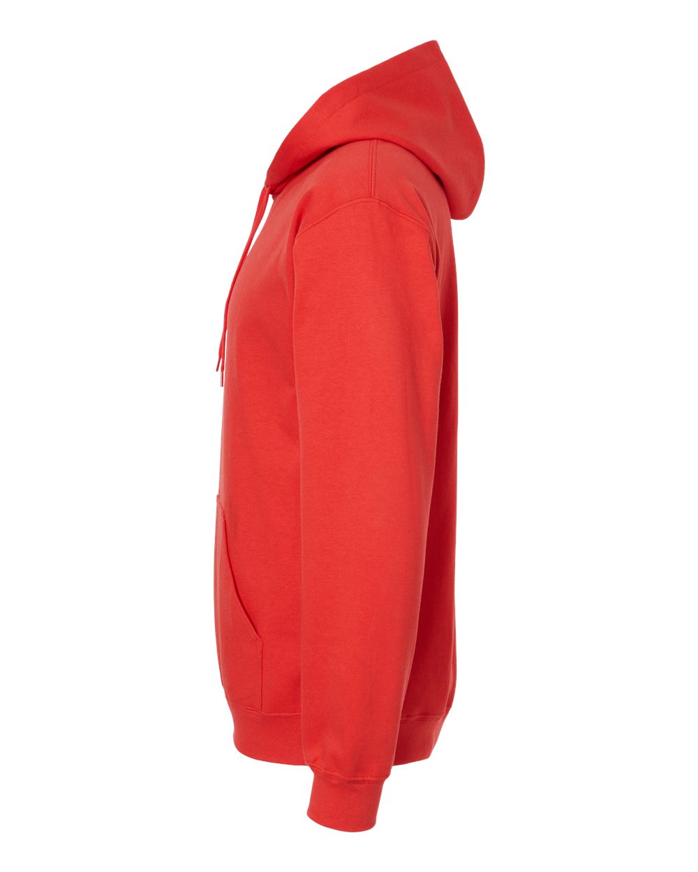 Left View of Red Softstyle® Midweight Hooded Sweatshirt - SF500