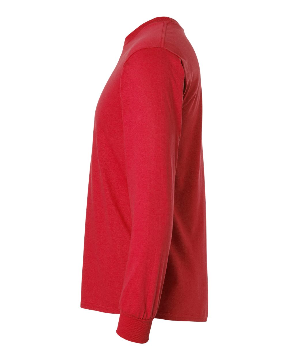 Left View of Red Ultra Cotton® Long Sleeve T-Shirt - 2400