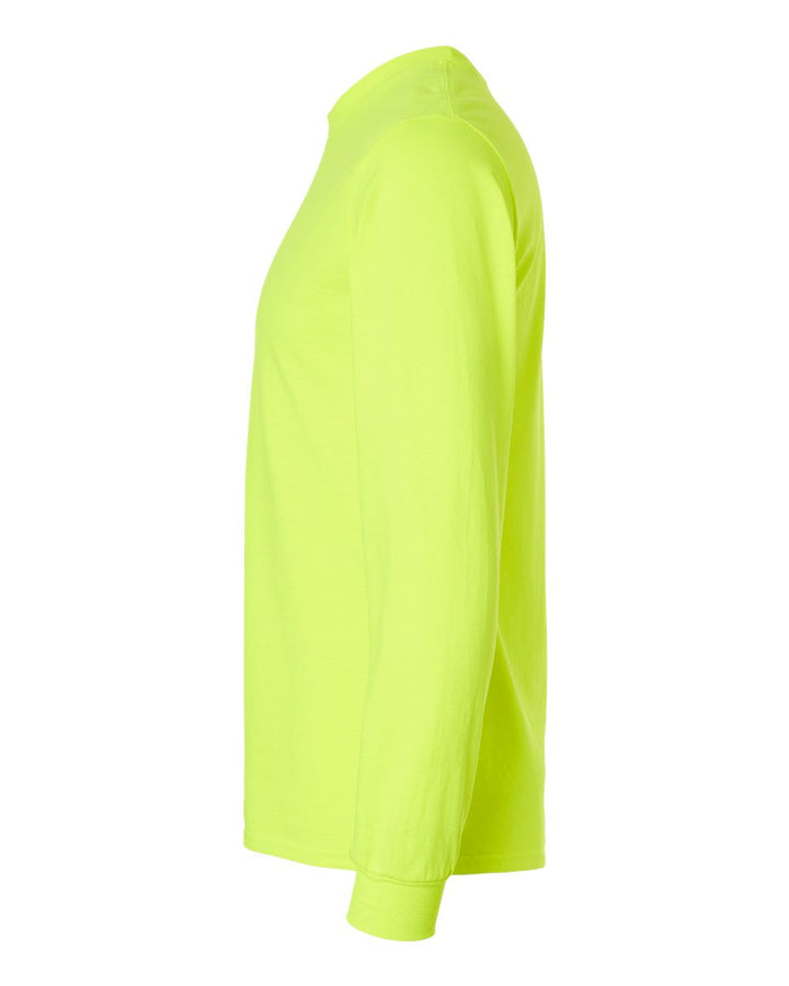 Left View of Safety Green Ultra Cotton® Long Sleeve T-Shirt - 2400
