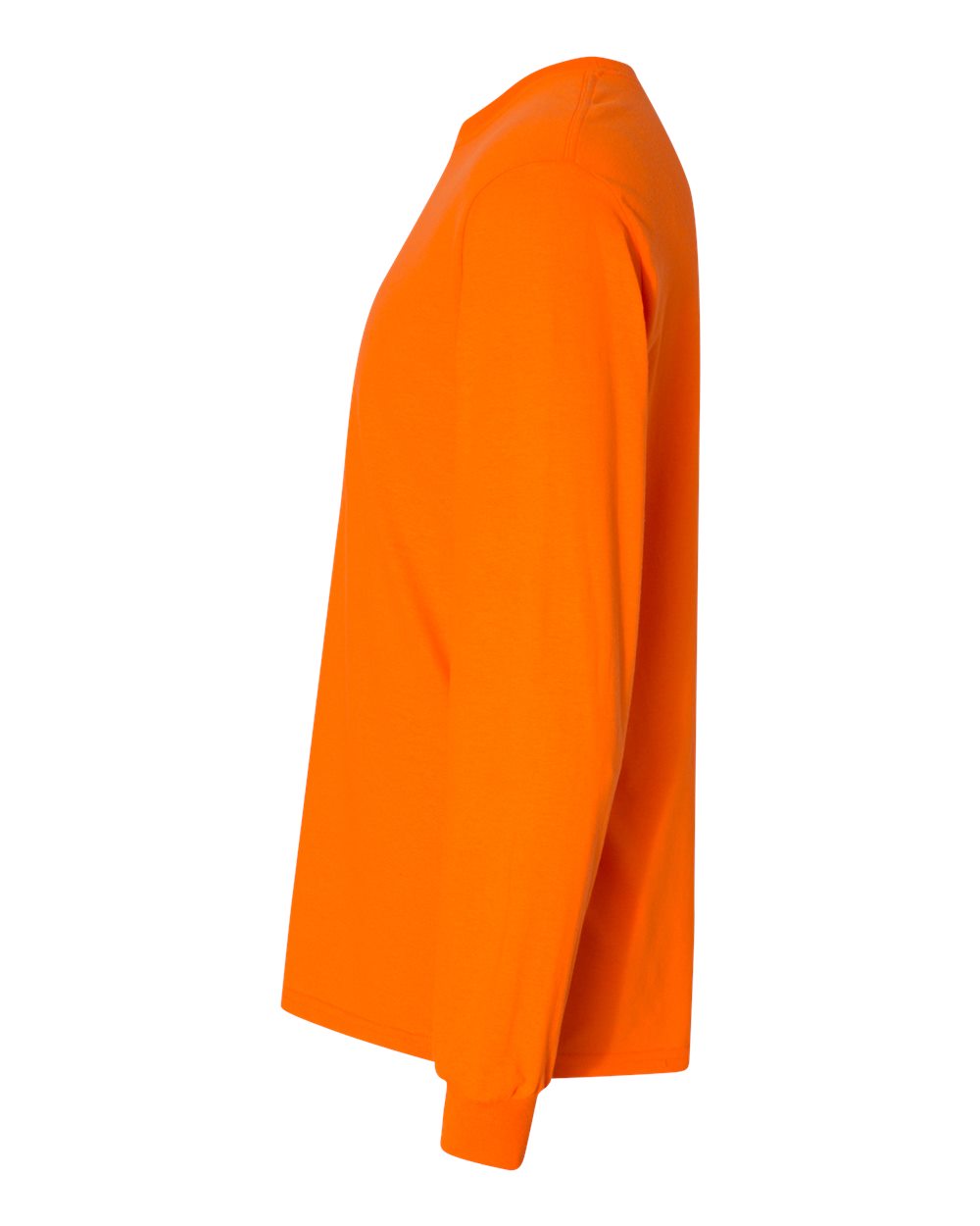 Left View of Safety Orange DryBlend® 50/50 Long Sleeve T-Shirt - 8400