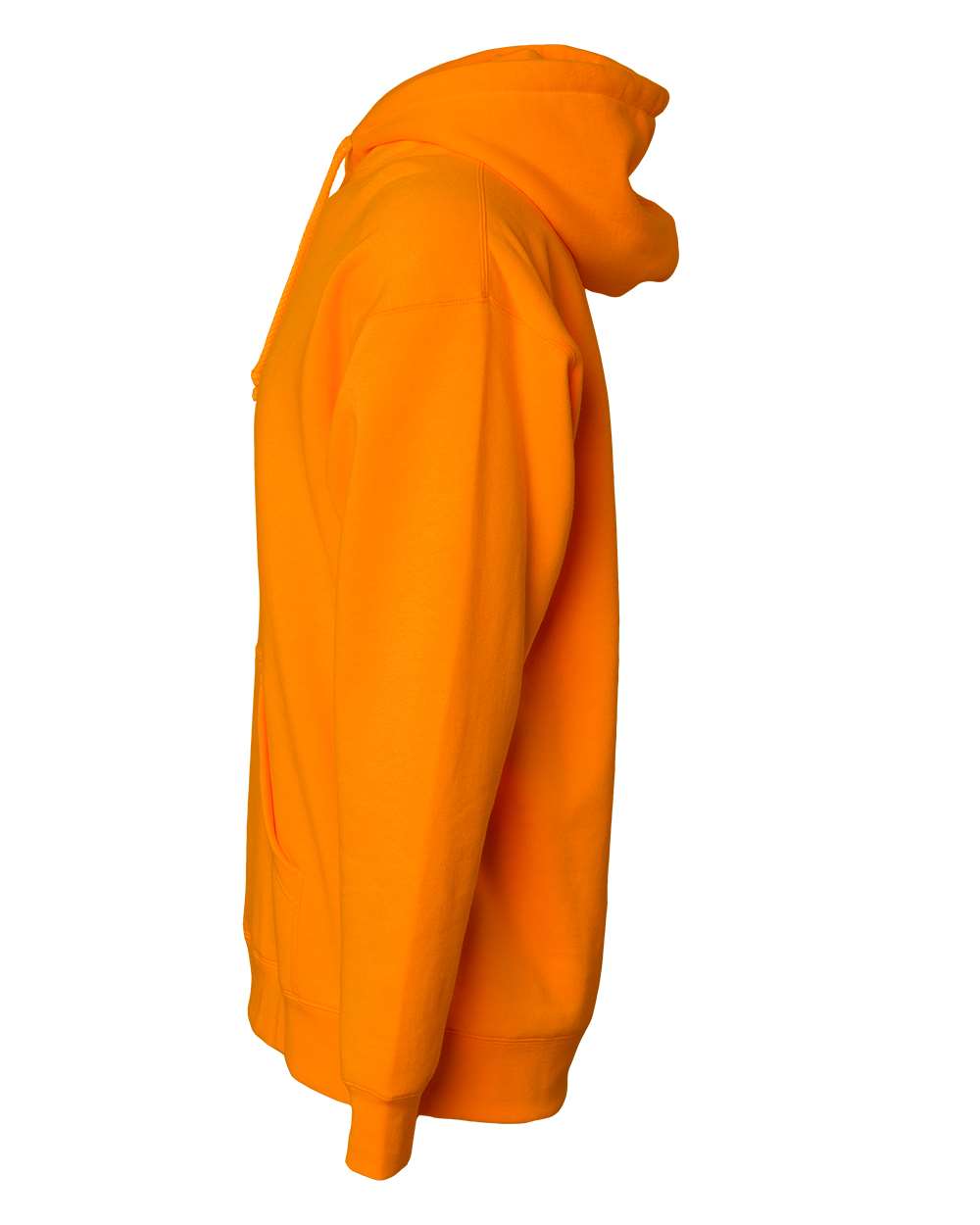 Left View of Safety Orange Heavyweight Hooded Sweatshirt - IND4000