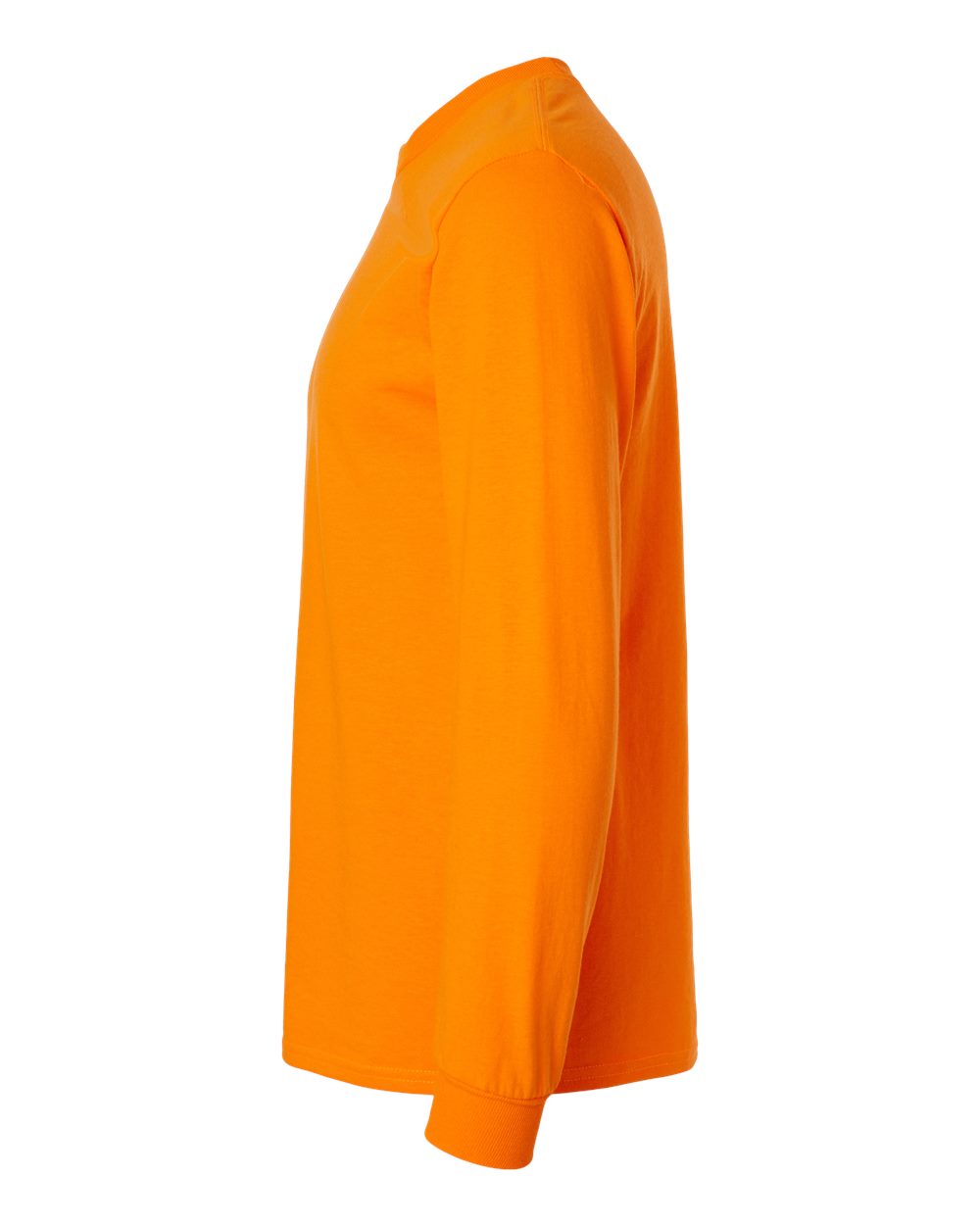 Left View of Safety Orange Ultra Cotton® Long Sleeve T-Shirt - 2400