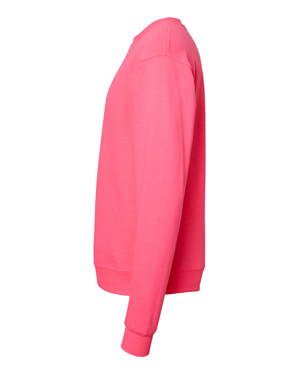 Left View of Safety Pink Ecosmart® Crewneck Sweatshirt - P160