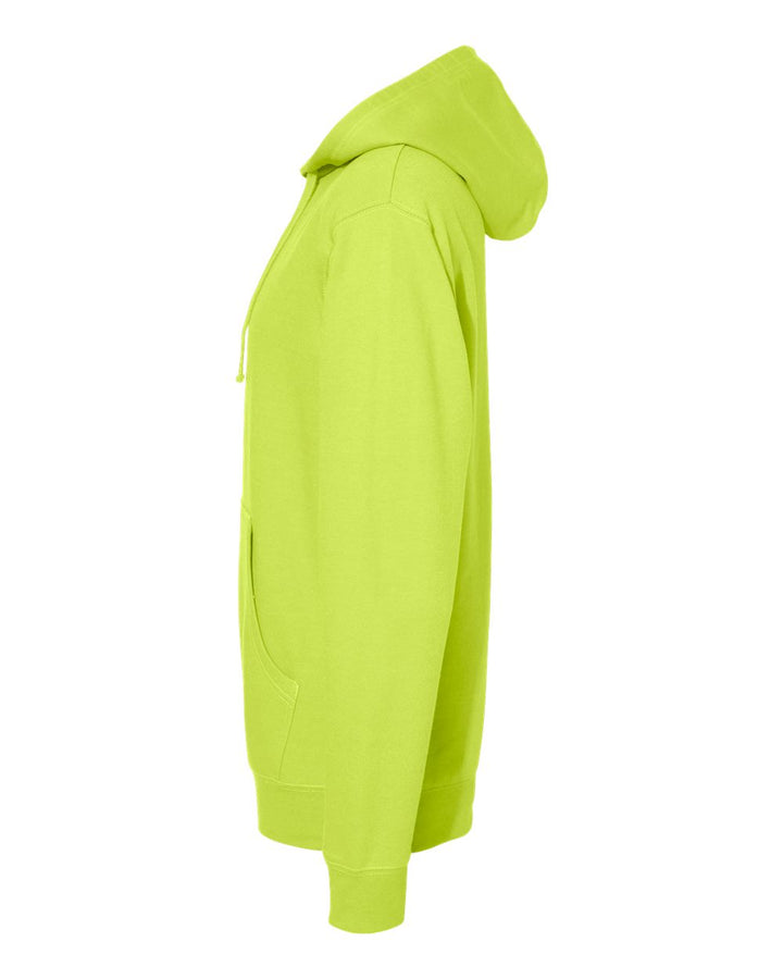 Left View of Safety Yellow Midweight Hooded Sweatshirt - SS4500