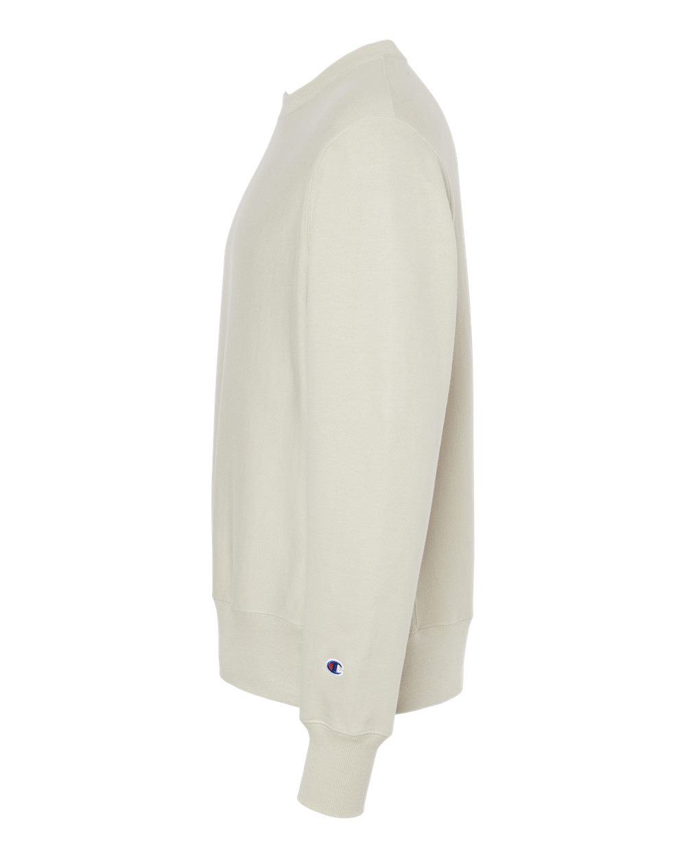 Left View of Sand Reverse Weave® Crewneck Sweatshirt - S149