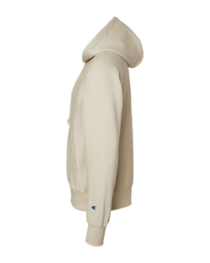Left View of Sand Reverse Weave® Hooded Sweatshirt - S101