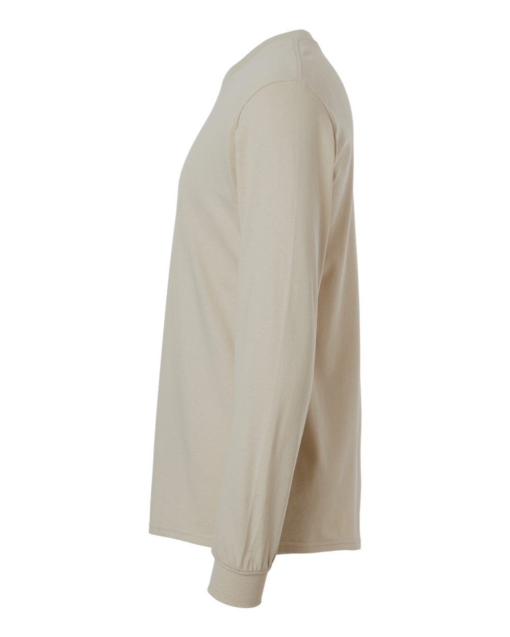 Left View of Sand Ultra Cotton® Long Sleeve T-Shirt - 2400