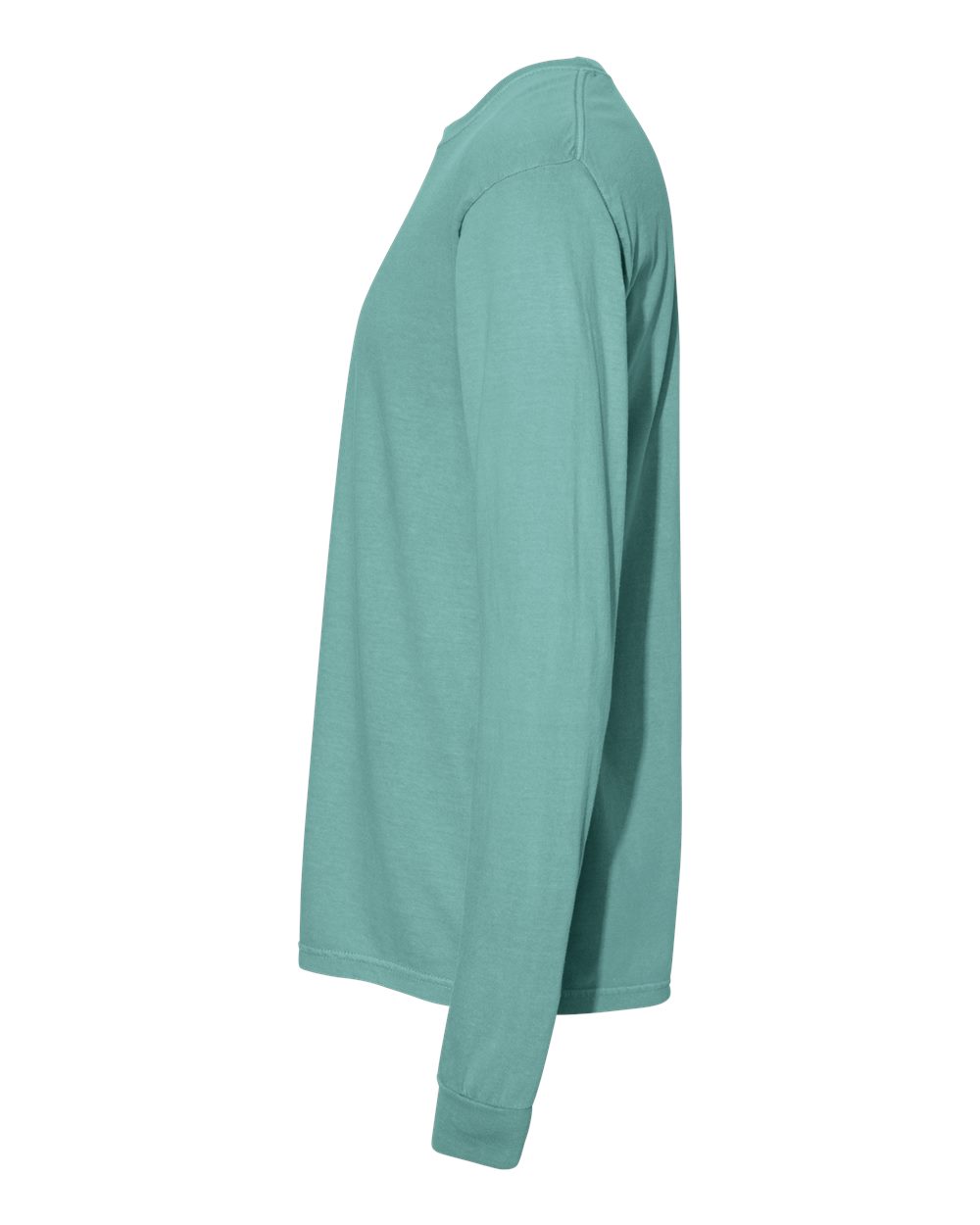 Left View of Seafoam Garment-Dyed Heavyweight Long Sleeve T-Shirt - 6014