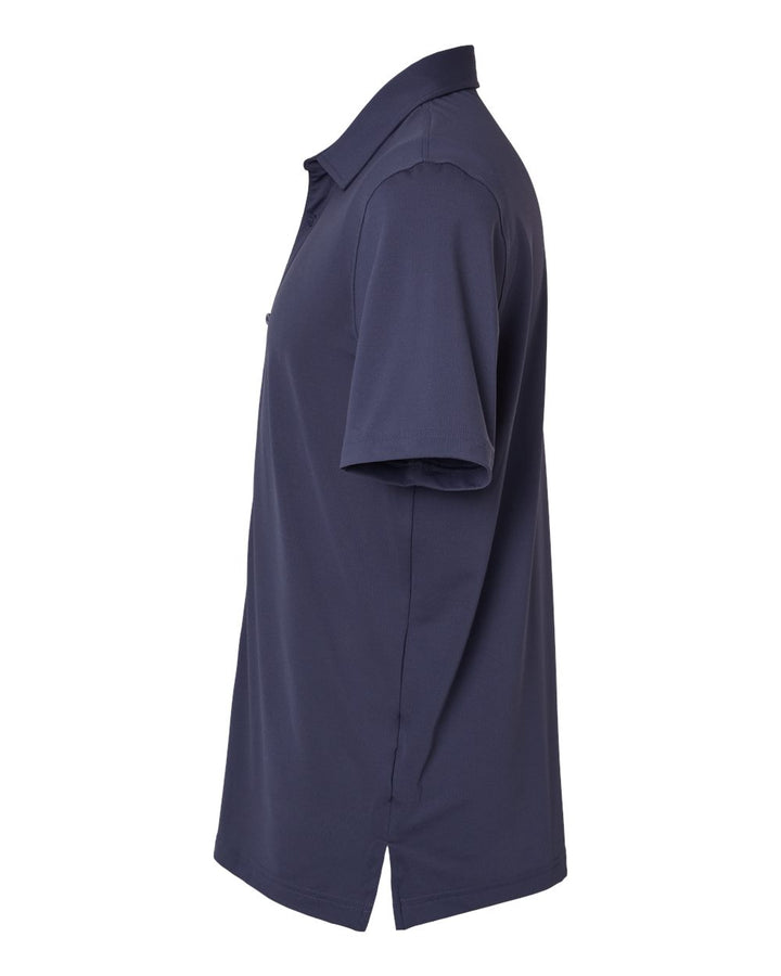 Left View of Shadow Navy Button Down Short Sleeve Shirt - A595