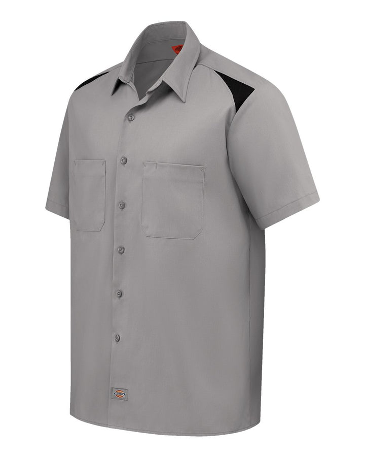 Left View of Smoke/ Black Men's Short Sleeve Performance Team Shirt - 0005
