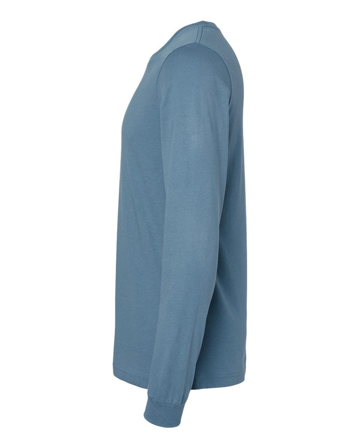 Left View of Steel Blue Jersey Long Sleeve Tee - 3501