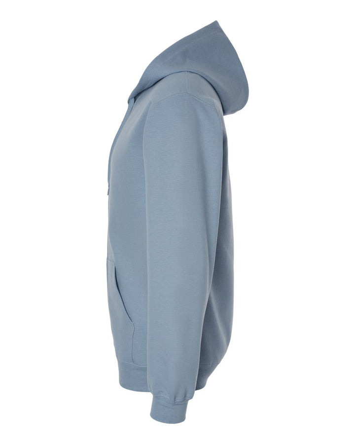 Left View of Stone Blue Softstyle® Full-Zip Hooded Sweatshirt - SF600