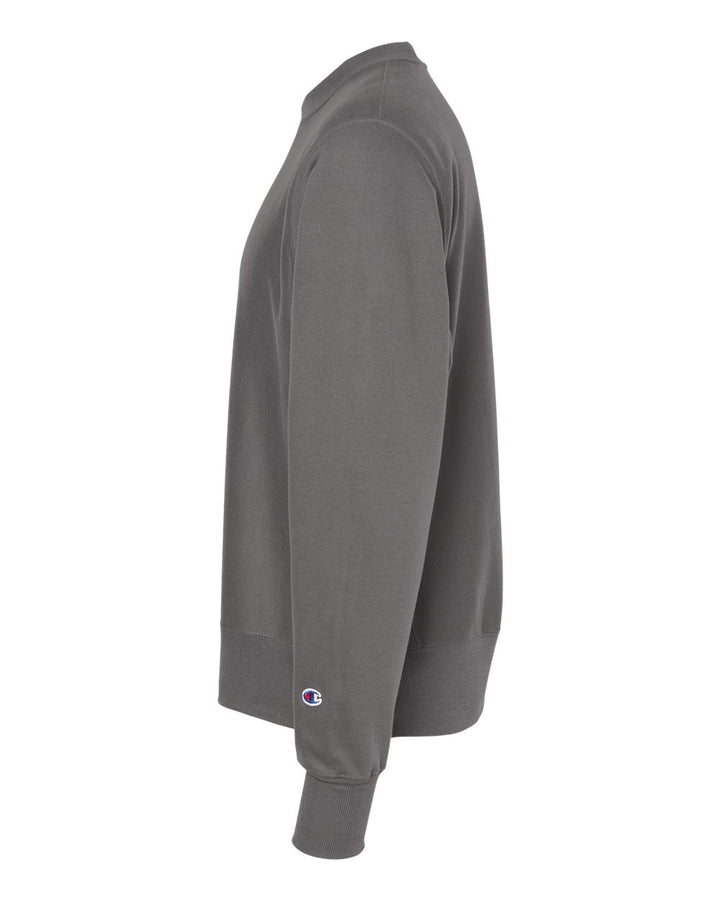 Left View of Stone Grey Reverse Weave® Crewneck Sweatshirt - S149