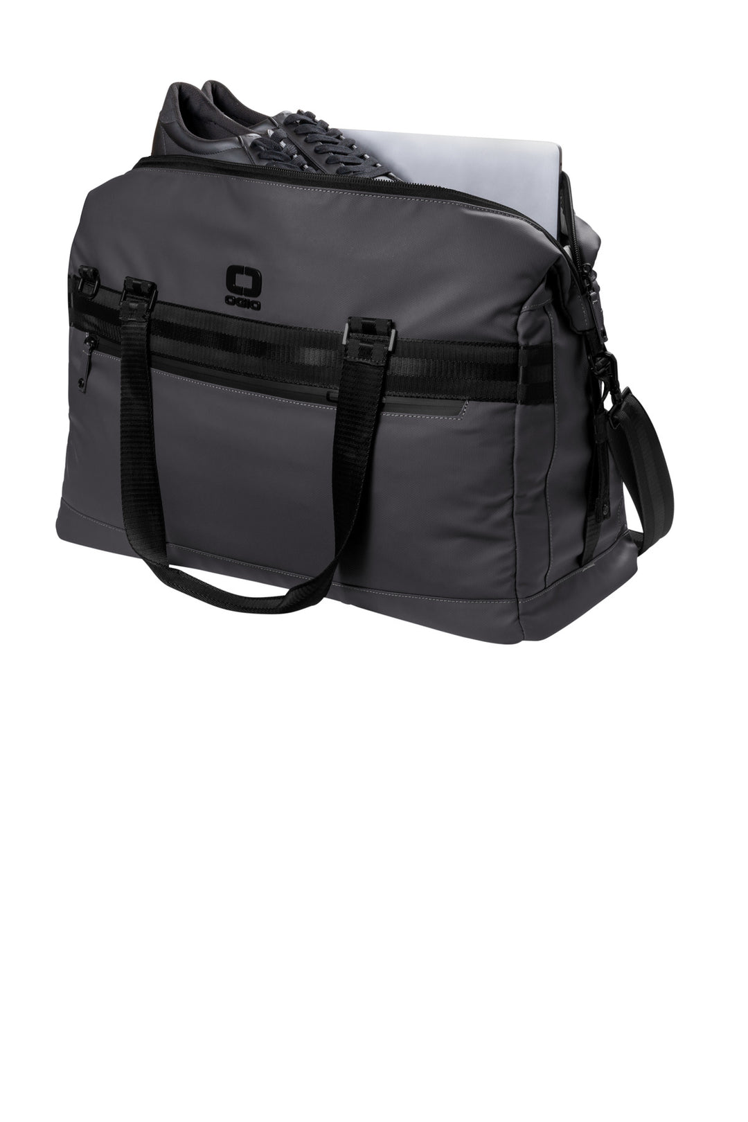 Left View of TarmacGrey OGIO Commuter Duffel . 411098