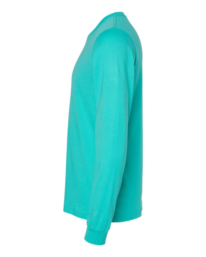 Left View of Teal Jersey Long Sleeve Tee - 3501