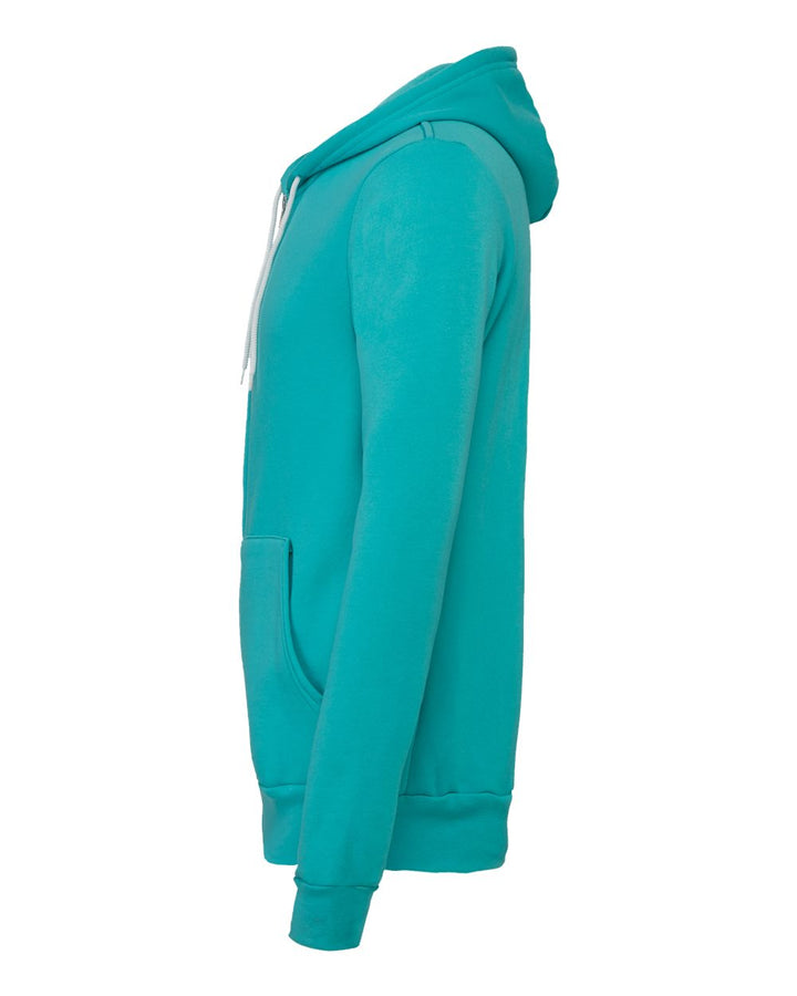 Left View of Teal Sponge Fleece Full-Zip Hoodie - 3739