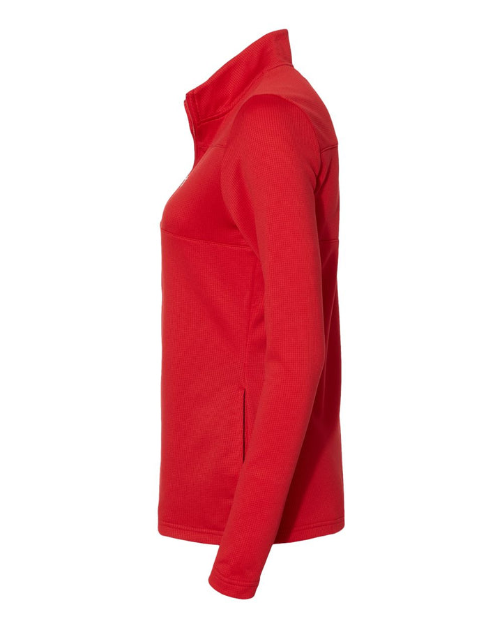 Left View of Team Collegiate Red/ Grey Two Women's 3-Stripes Double Knit Full-Zip - A483
