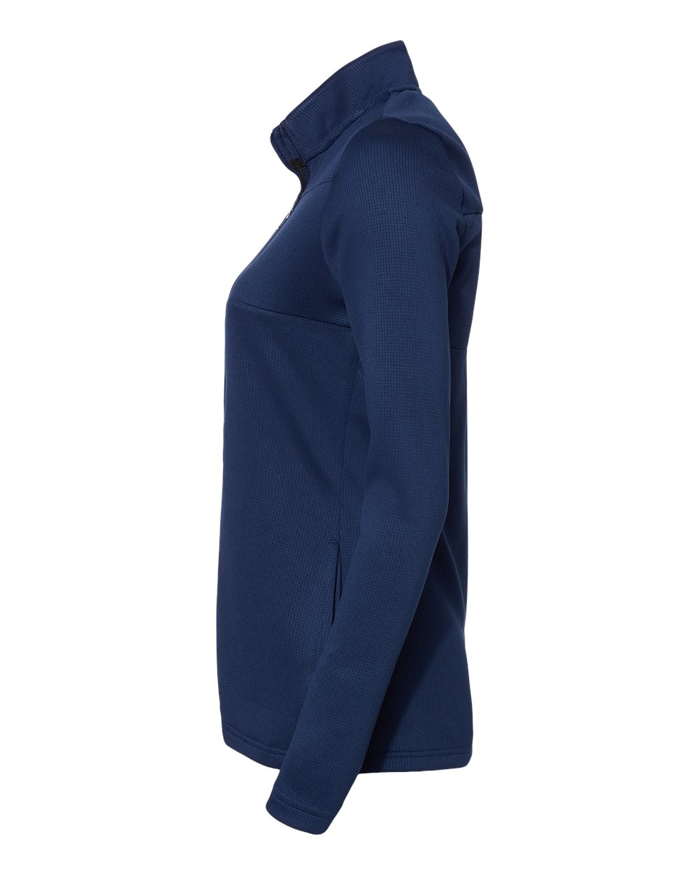 Left View of Team Navy Blue/ Grey Two Women's 3-Stripes Double Knit Full-Zip - A483