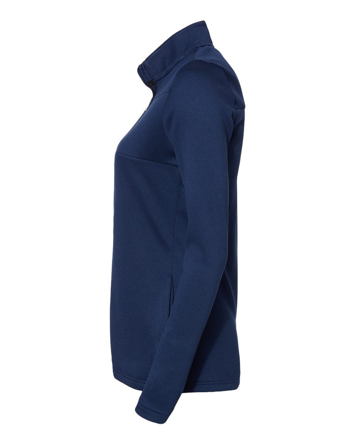 Left View of Team Navy Blue/ Grey Two Women's 3-Stripes Double Knit Full-Zip - A483