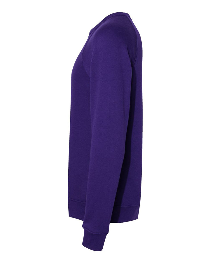 Left View of Team Purple Sponge Fleece Raglan Crewneck Sweatshirt - 3901