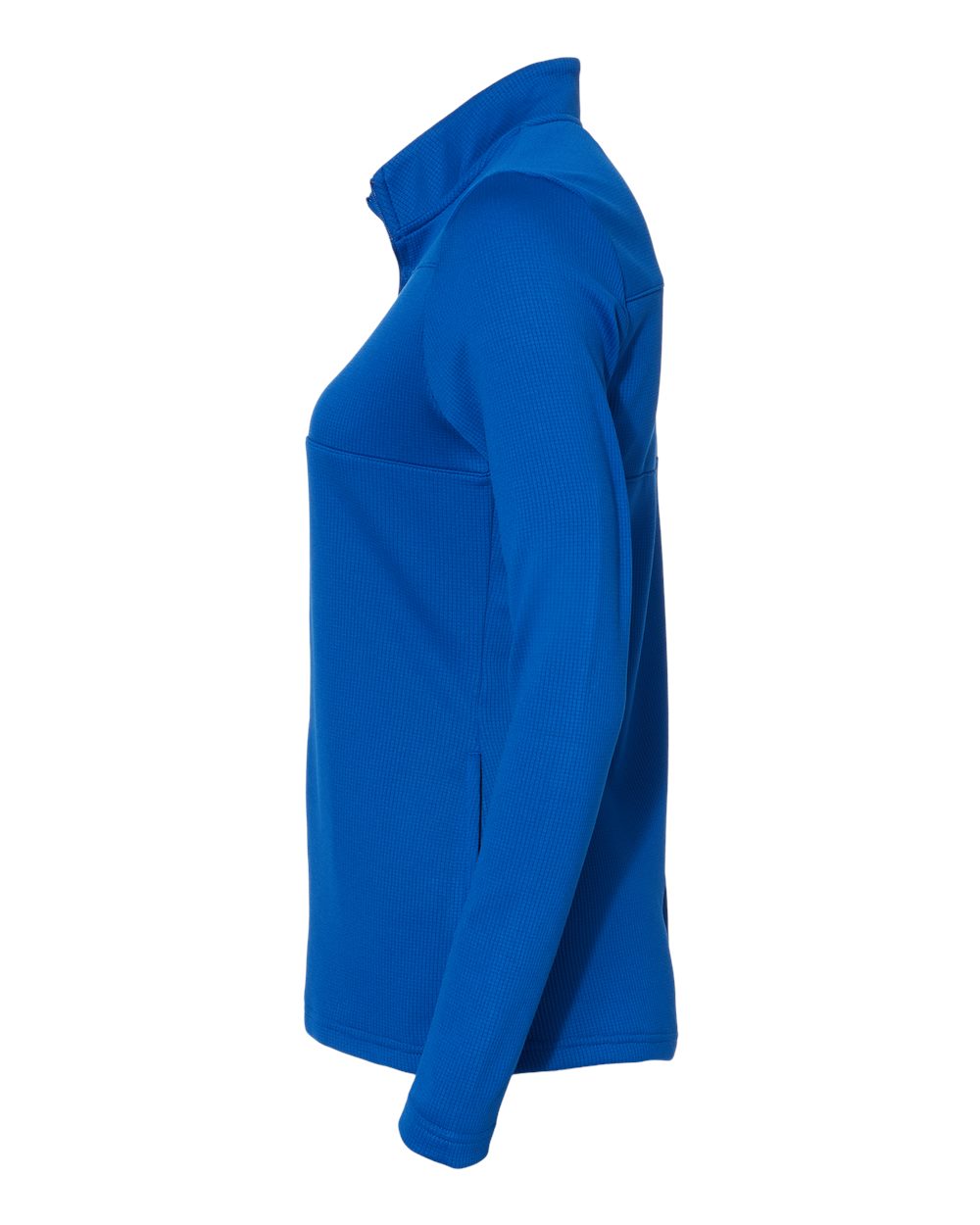 Left View of Team Royal/ Grey Two Women's 3-Stripes Double Knit Full-Zip - A483